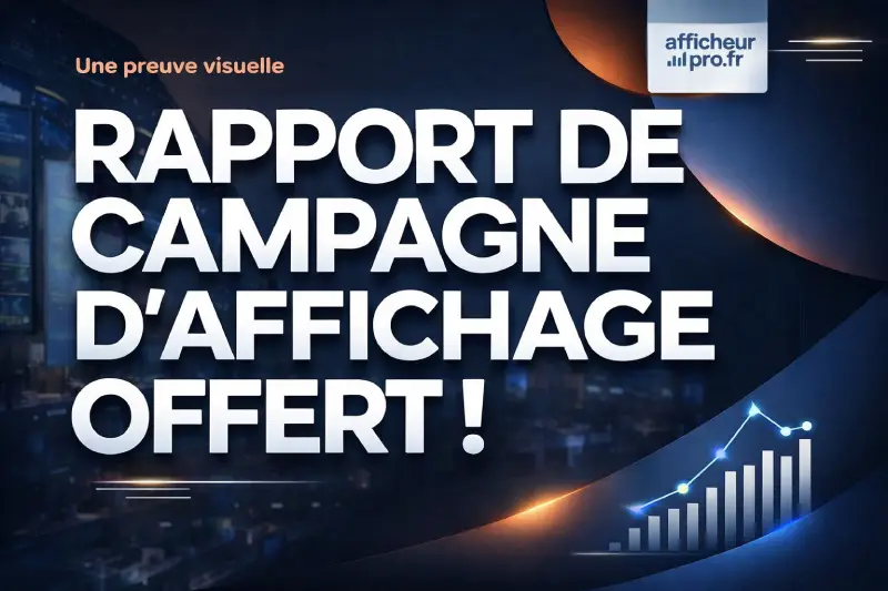 Professionnel de l'affichage présentant un rapport de campagne à son client