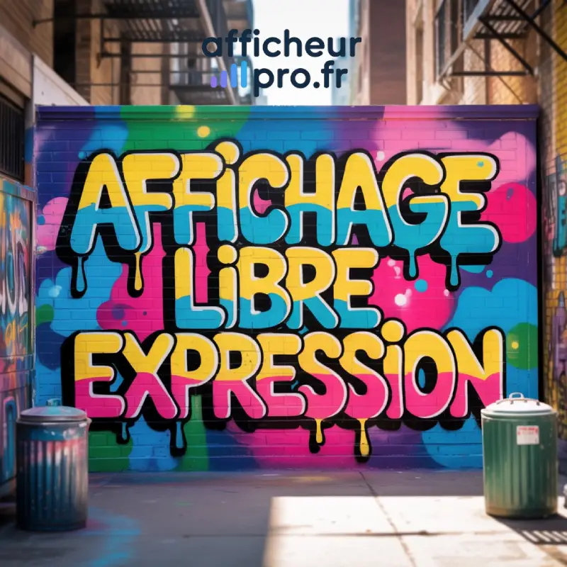 Colleur d'affiche appliquant de la colle écologique avec un balai spécialisé