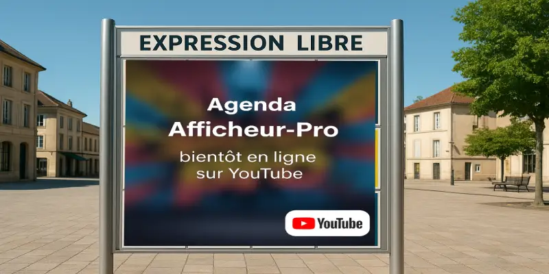 Exemple de panneau d'affichage libre communal parfaitement entretenu conforme à la loi L.581-13